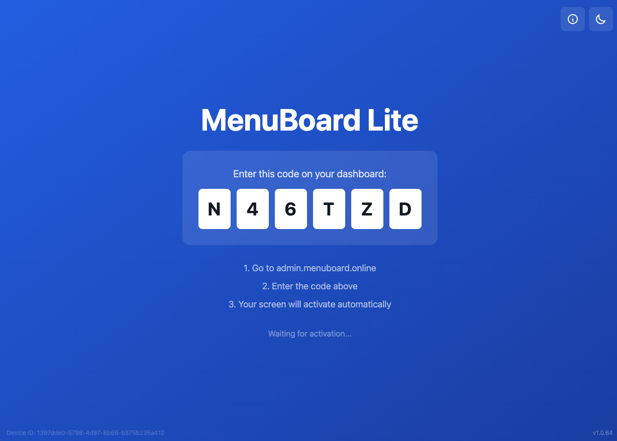 MenuBoard App
